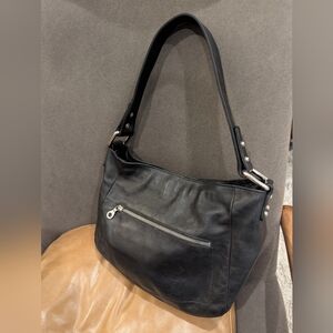 Black Leather Shoulder Bag By Christopher Kon co-lab Made In Canada